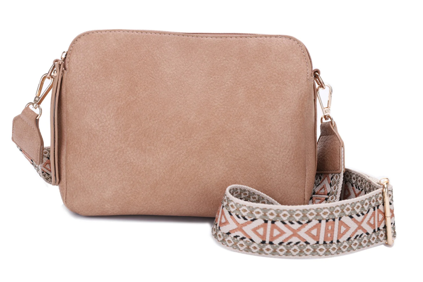 Jessie And James Rebecca Triple Compartment Lock and Key Concealed Carry Crossbody Purse, Tan